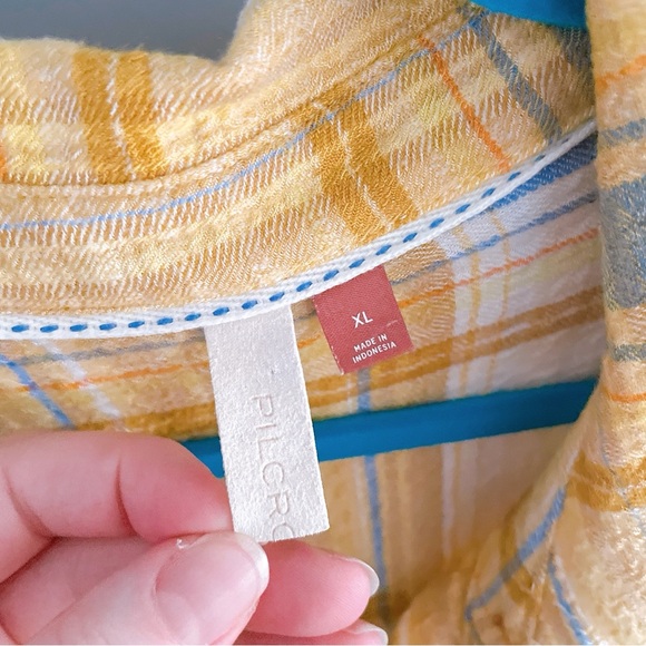 Anthropologie Pilcro Yellow Plaid Shirt Size XL - Picture 5 of 10